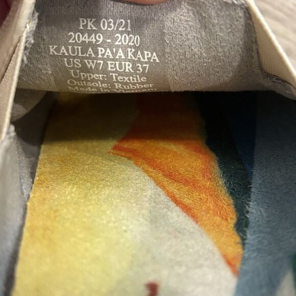 OluKai KAULA PA'A KAPA Shoes Women's Size 7 Tapa Beige Tan Slip on Woven Casual - Picture 6 of 6